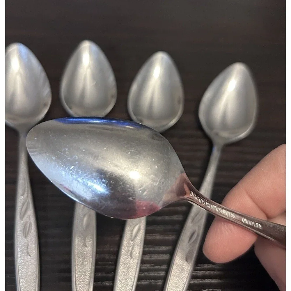 7 Demi Demitasse Spoons Oneida ROYAL HARVEST Wm A Rogers Premier Stainless LOT